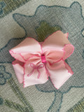 5.5” Pink Coquette Embroidered Hair Bow