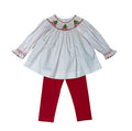Smocked Christmas Tree & Bow Pant Set