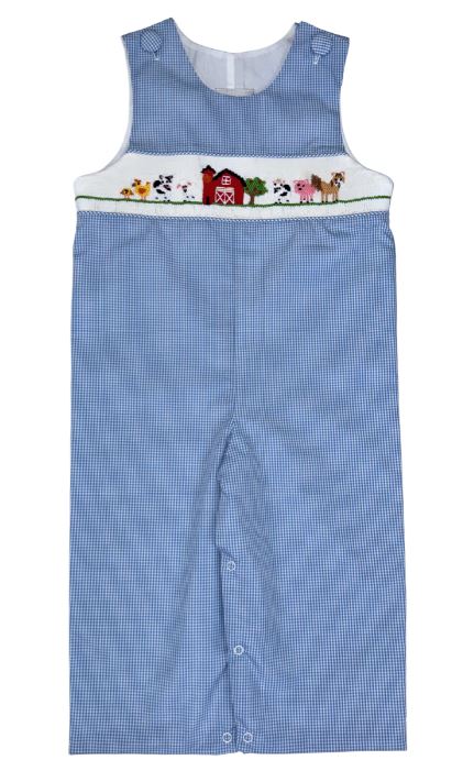 Smocked Farm Animals Long Jon Jon