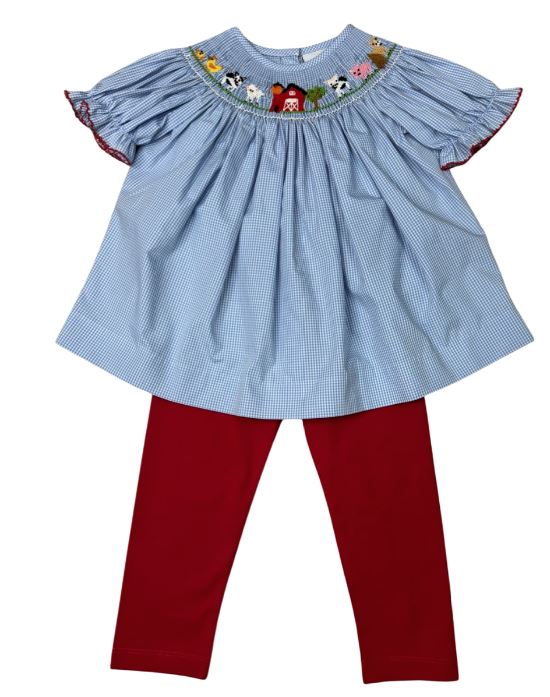 Smocked Farm Animals Pant Set