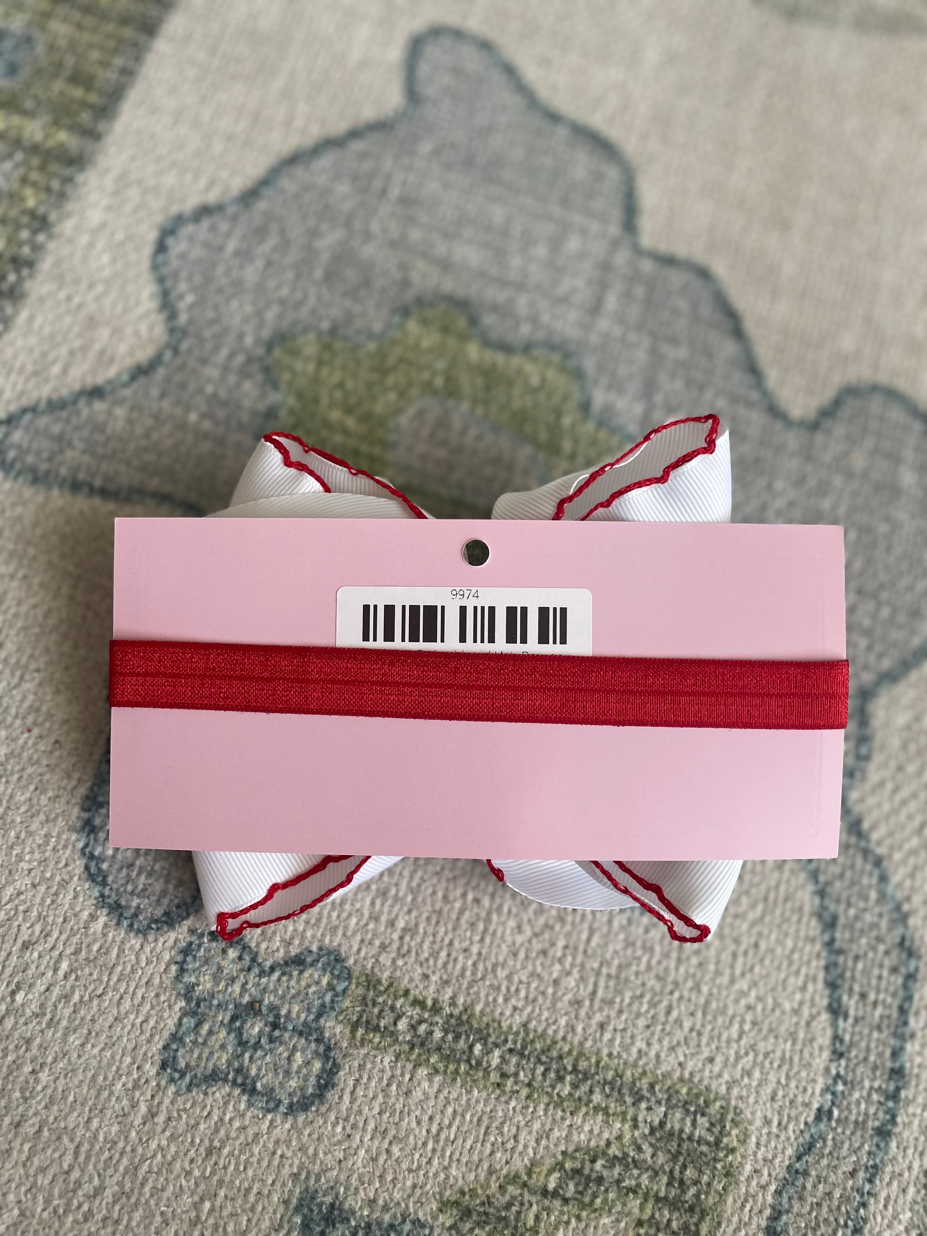 5.5” Sailboat Embroidered Hair Bow on Satin Elastic Headband