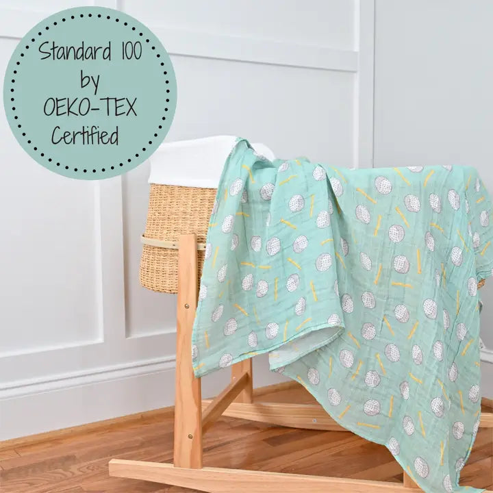 Hole in One Gold Baby Muslin Swaddle Blanket