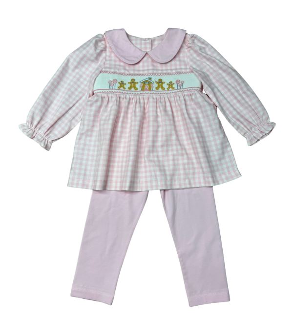 Smocked Gingerbread House Pant Set