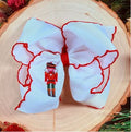 Nutcracker Embroidered Moonstitch Hair Bow Clip