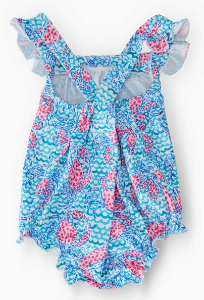 Crab Walk Ruffle Cross Back Romper