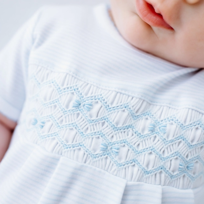 Jacob Smocked Bubble - Light Blue
