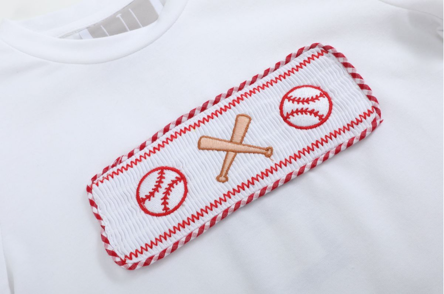 Baseball Smocked Short Set