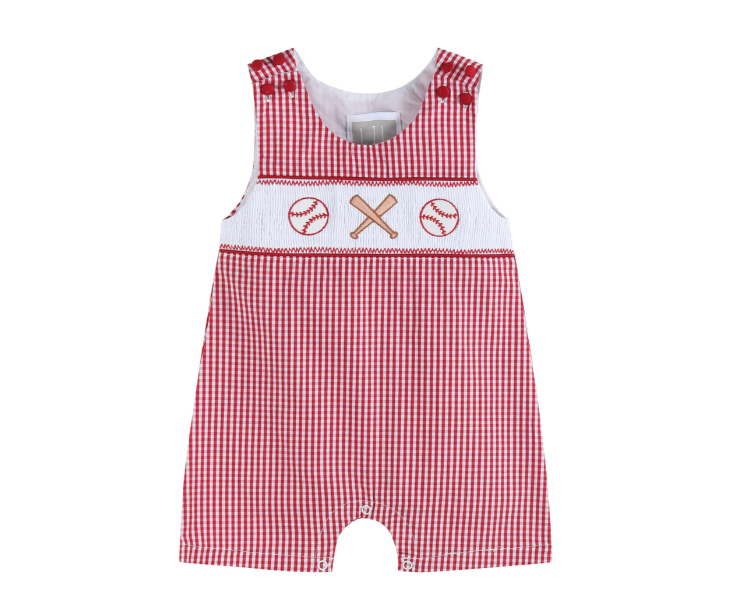 Baseball Smocked Shortalls