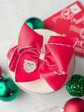Santa Embroidered Hair Bow Clip