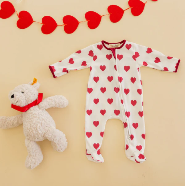 My Heart Zip Footie by Luna & Arlo