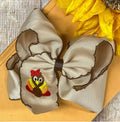 Turkey Embroidered Moonstitch Hair Bow Clip