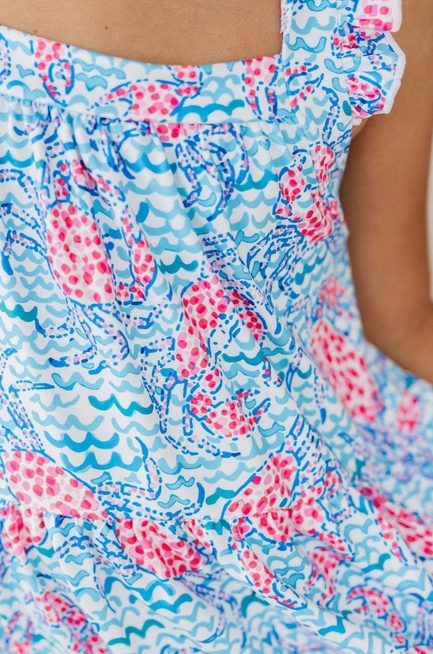 Crab Walk Ruffle Cross Back Dress