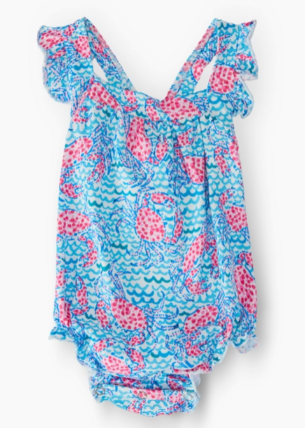 Crab Walk Ruffle Cross Back Romper