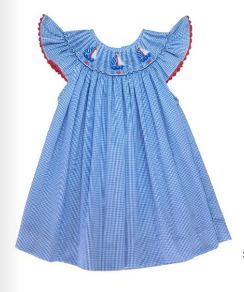 Smocked Sailboats Bishop Dress