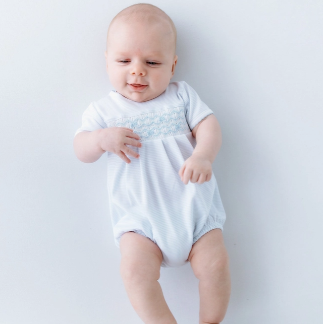 Jacob Smocked Bubble - Light Blue