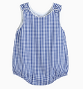 Classic Dark Blue Gingham Baby Bubble Romper