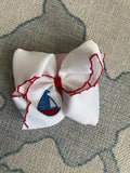 5.5” Sailboat Embroidered Hair Bow