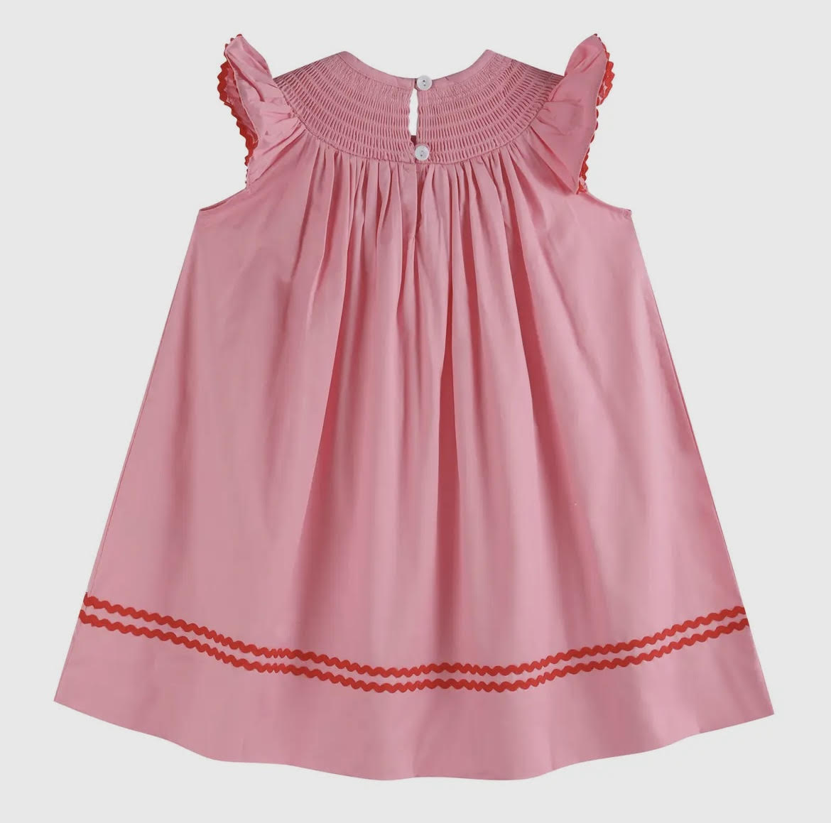 Pink Hearts Smocked Bishop Dress