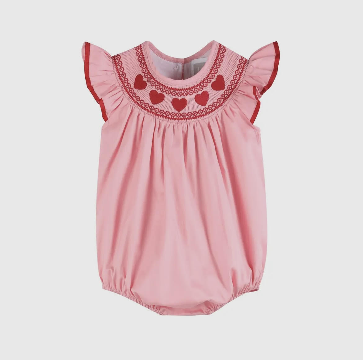 Pink Hearts Smocked Romper